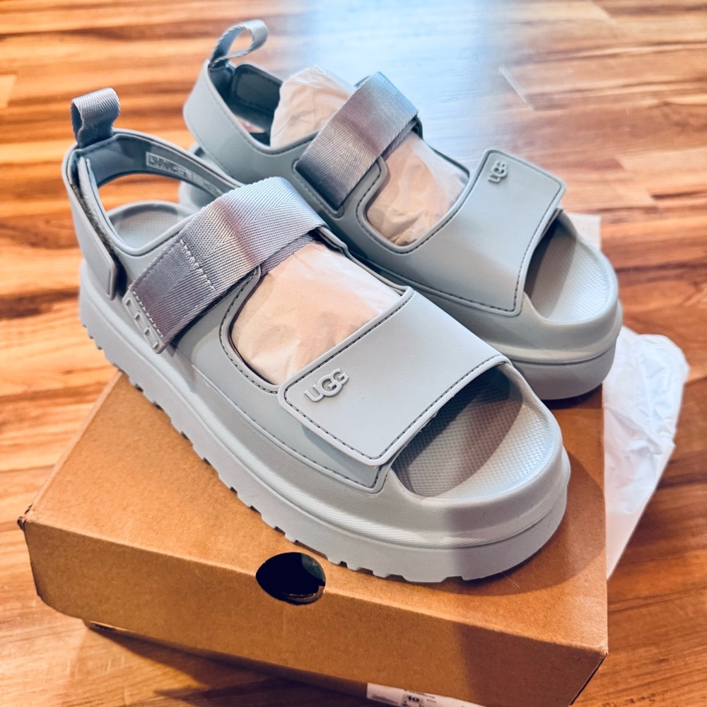 UGG Goldenglow Sandals Sea Foam Size 10 NWT Platform Sport Sandals $100 Retail